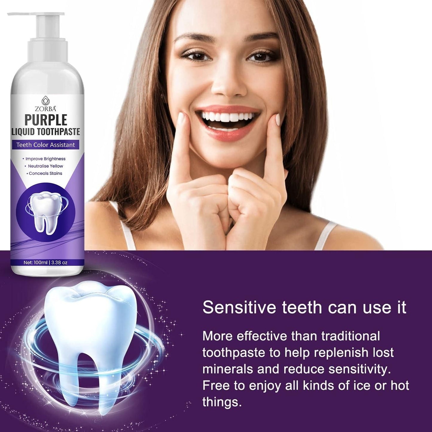 ZORBA Jevox Purple Liquid Toothpaste 200ml (Buy 1 Get 1 Free)